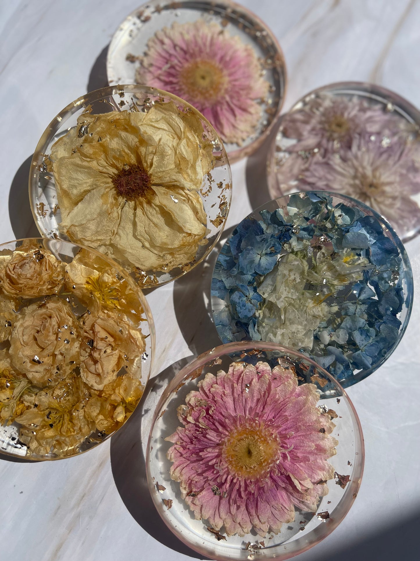 Flower Preservation |Circle Coaster Set | 4 or 6