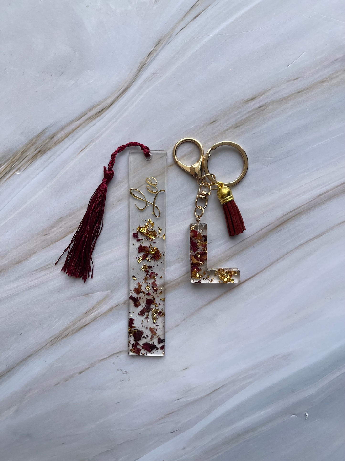Rose Petal & Gold Leaf | Medium Bookmark