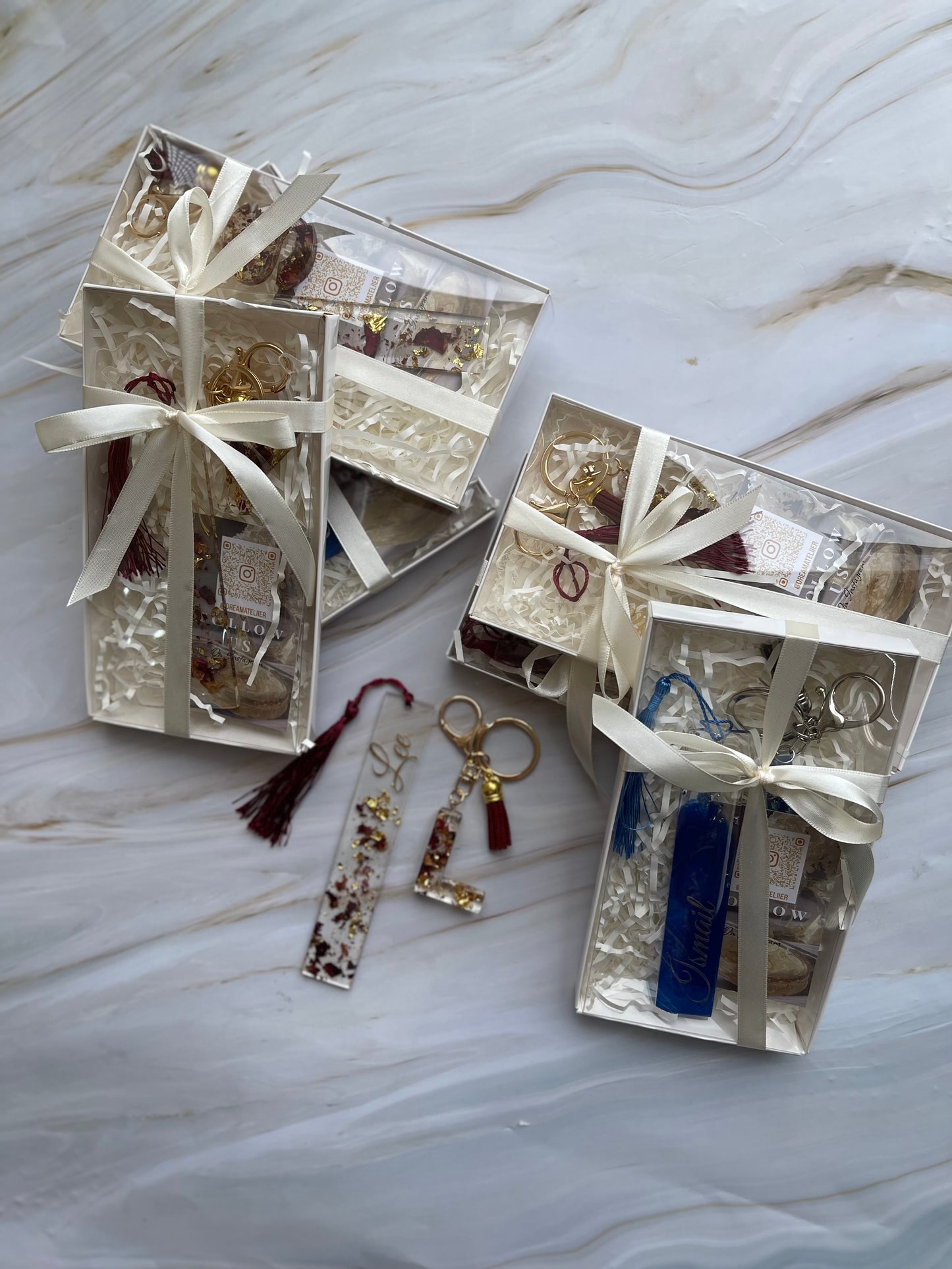 Personalised Bookmark & Keyring Set - Rose Petal