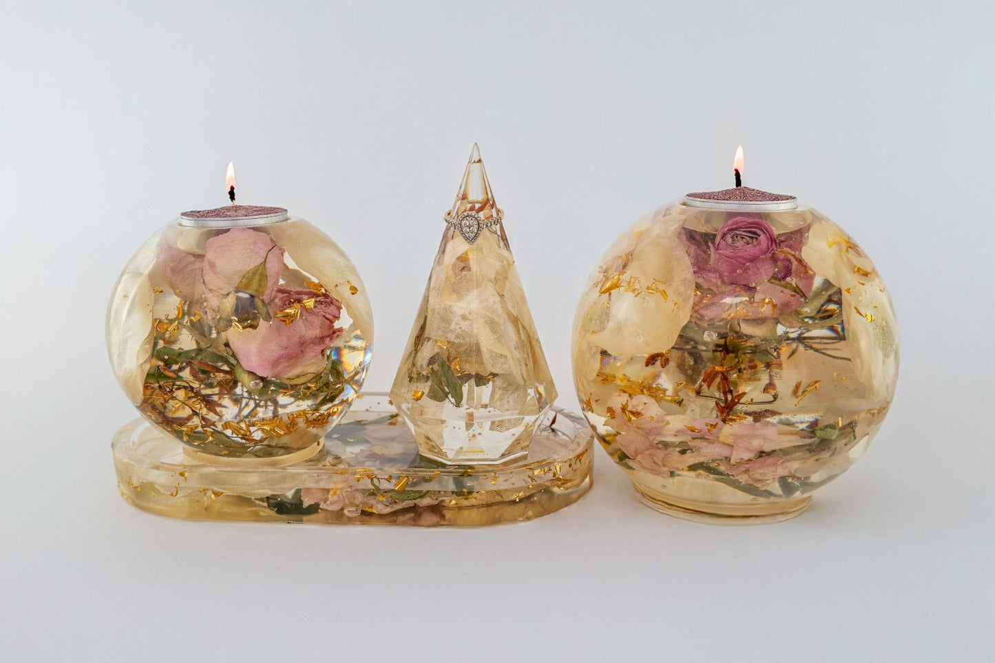 Flower Preservation | Round Candle Holder