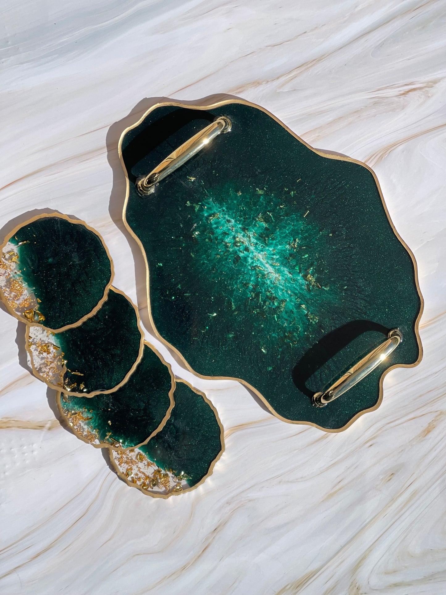 Agate Tray Medium - Green & Gold