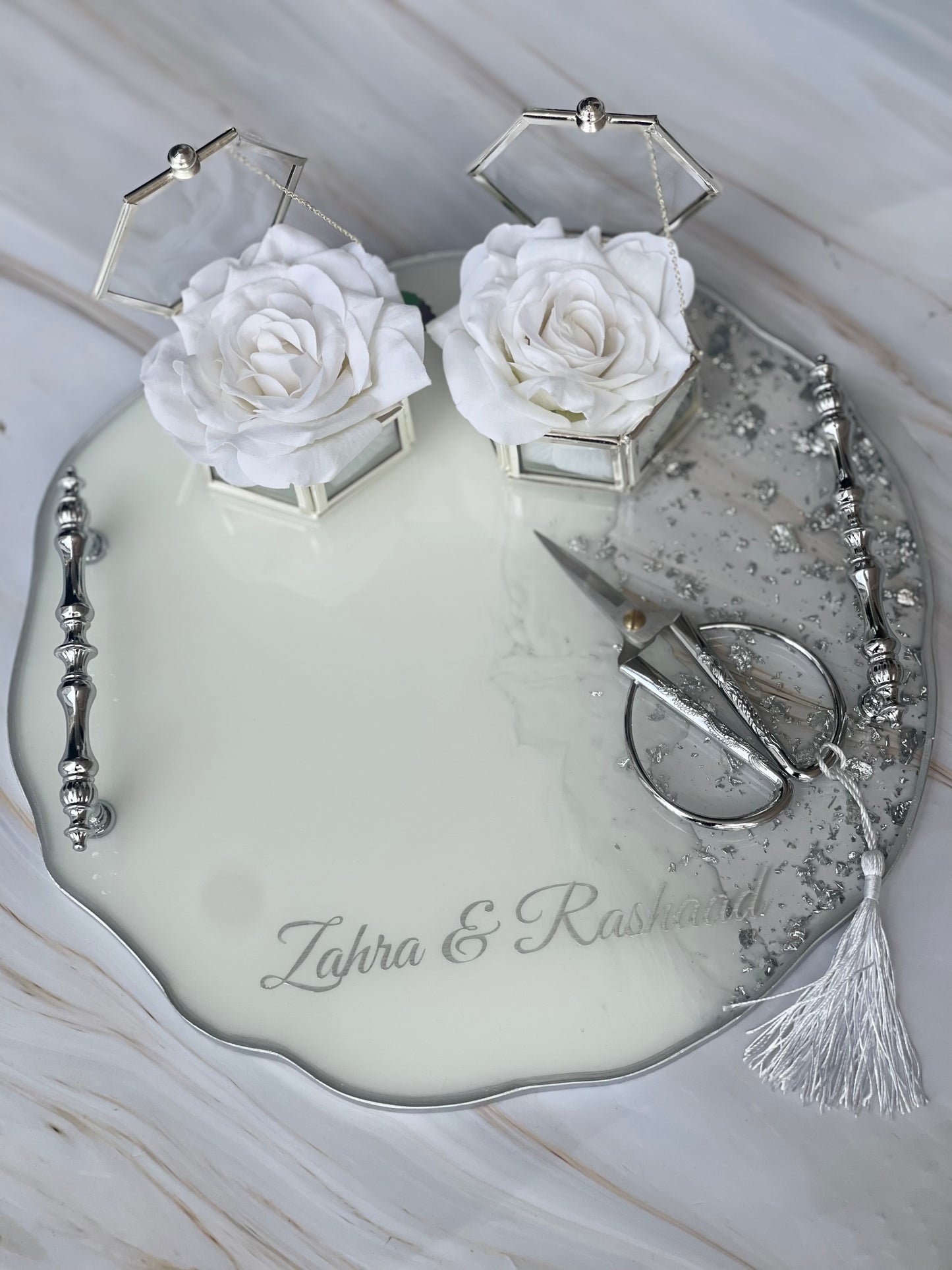 Personalised Circle Tray - Silver