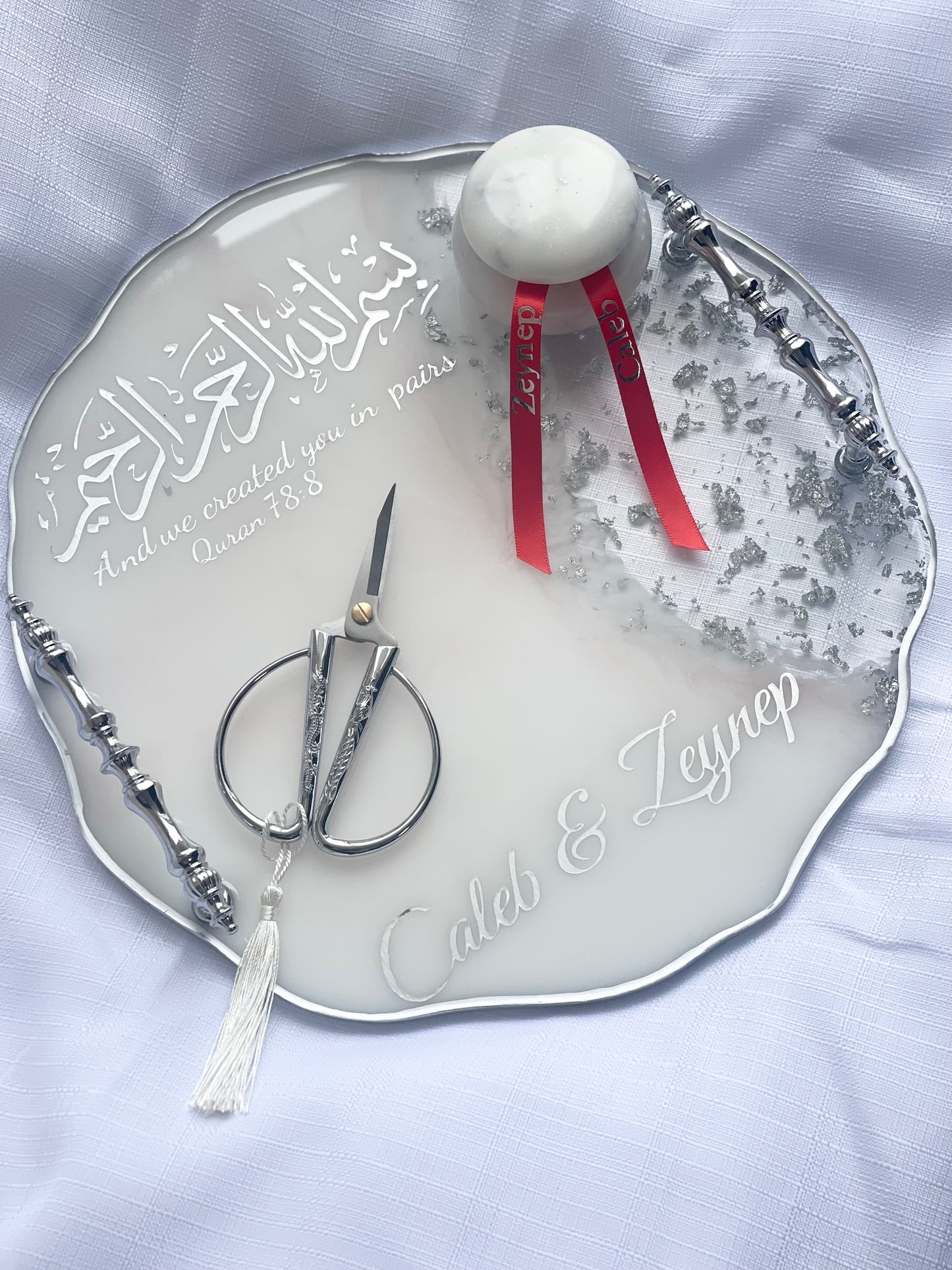 Personalised Circle Tray - Silver