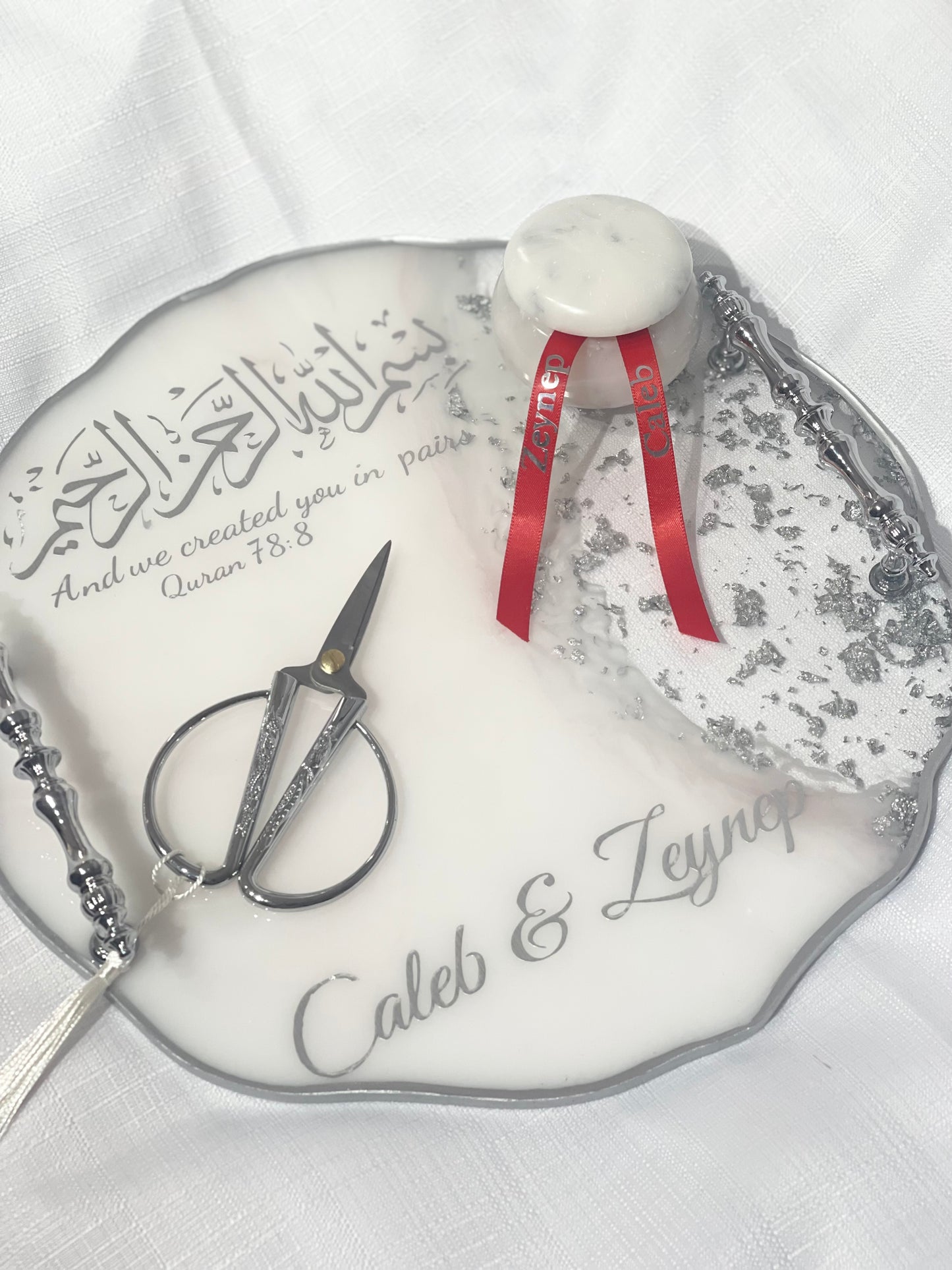 Personalised Circle Tray - Silver