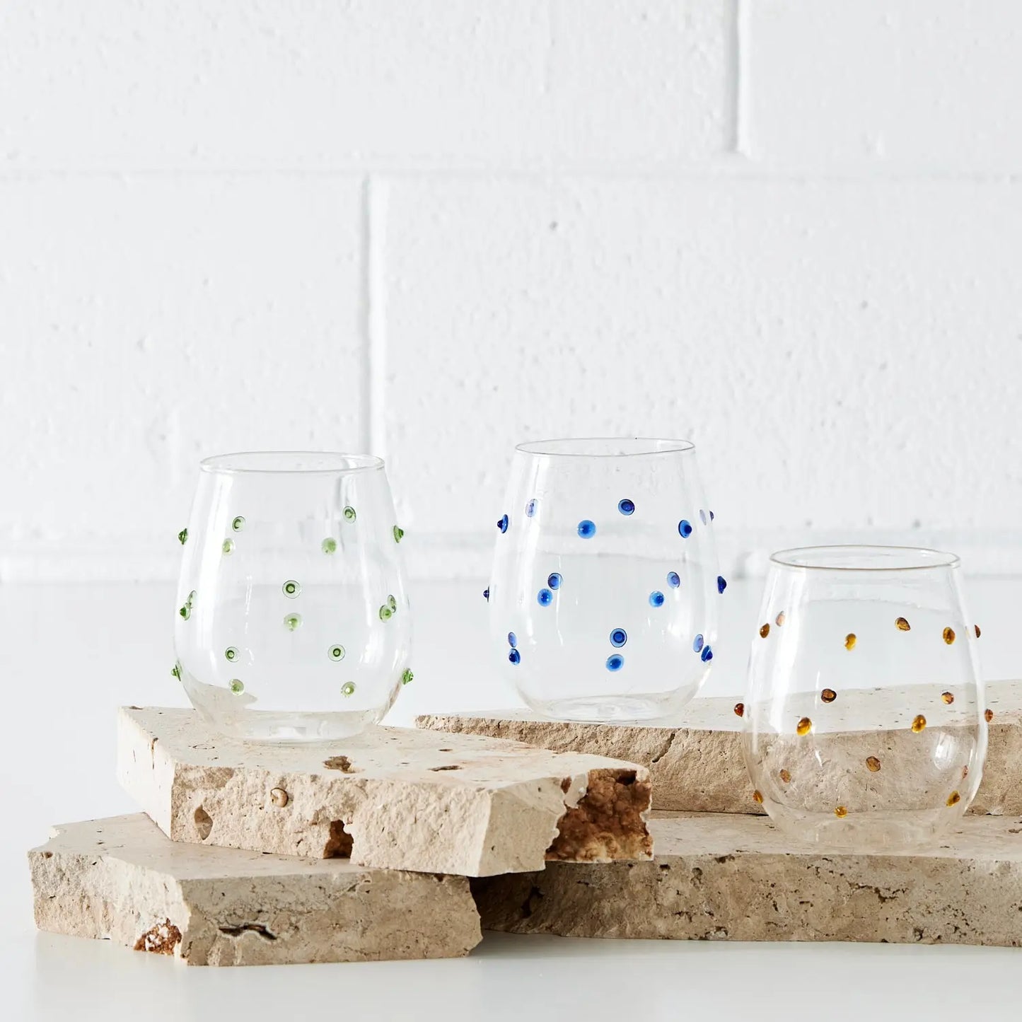 Dotted Tumbler Green, Blue, Amber