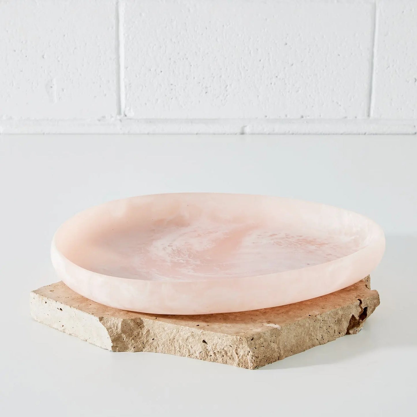 Round Resin Serving Tray Pink