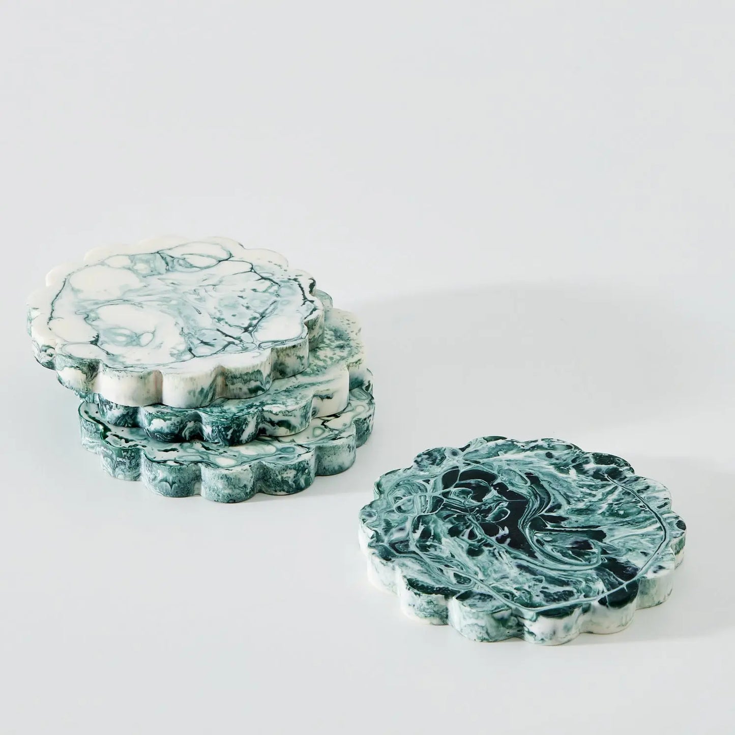 Set of 4 Resin Coasters Green