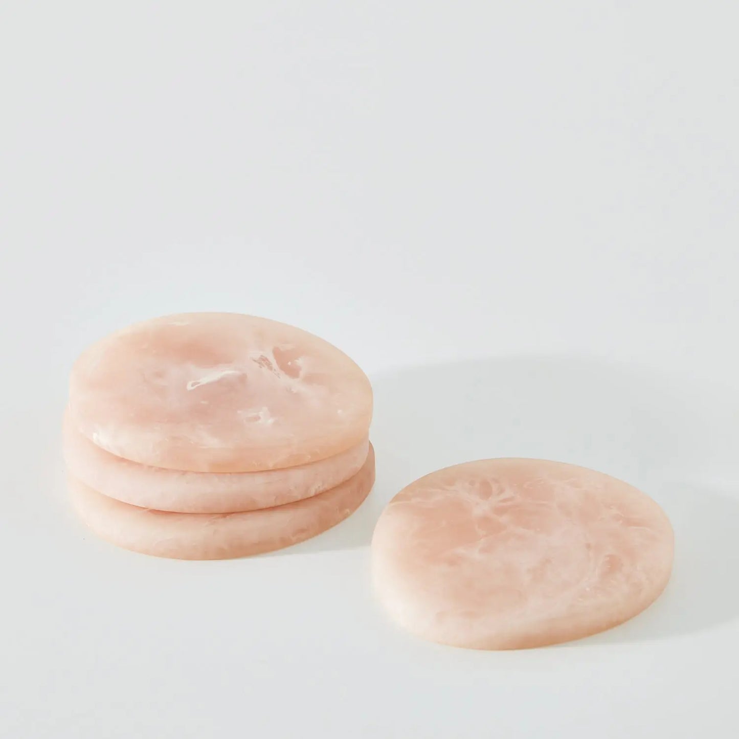 Set of 4 Resin Coasters Pink/Ivory