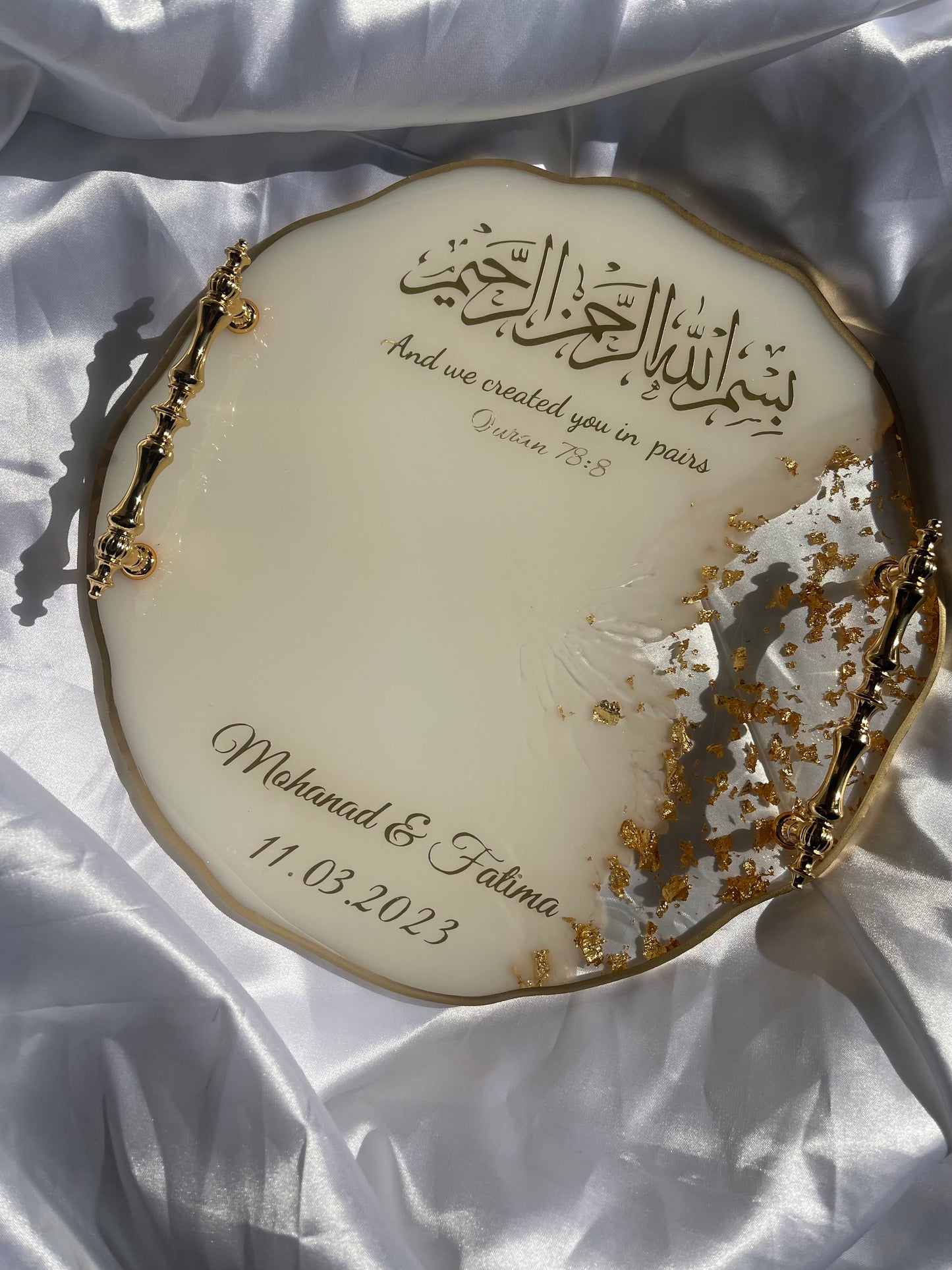 Engagement Personalised Tray - Gold & White