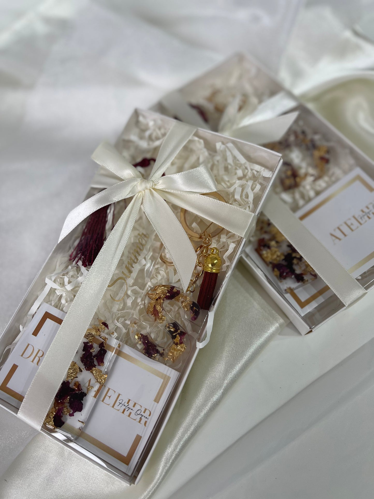 Personalised Bookmark & Keyring Set - Rose Petal