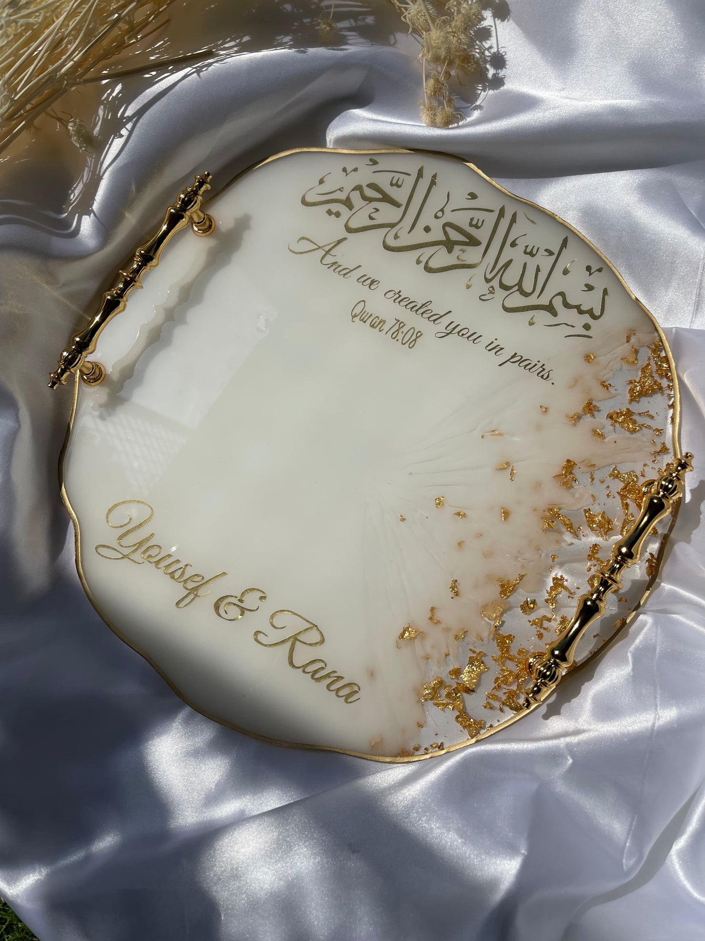 Engagement Personalised Tray - Gold & White