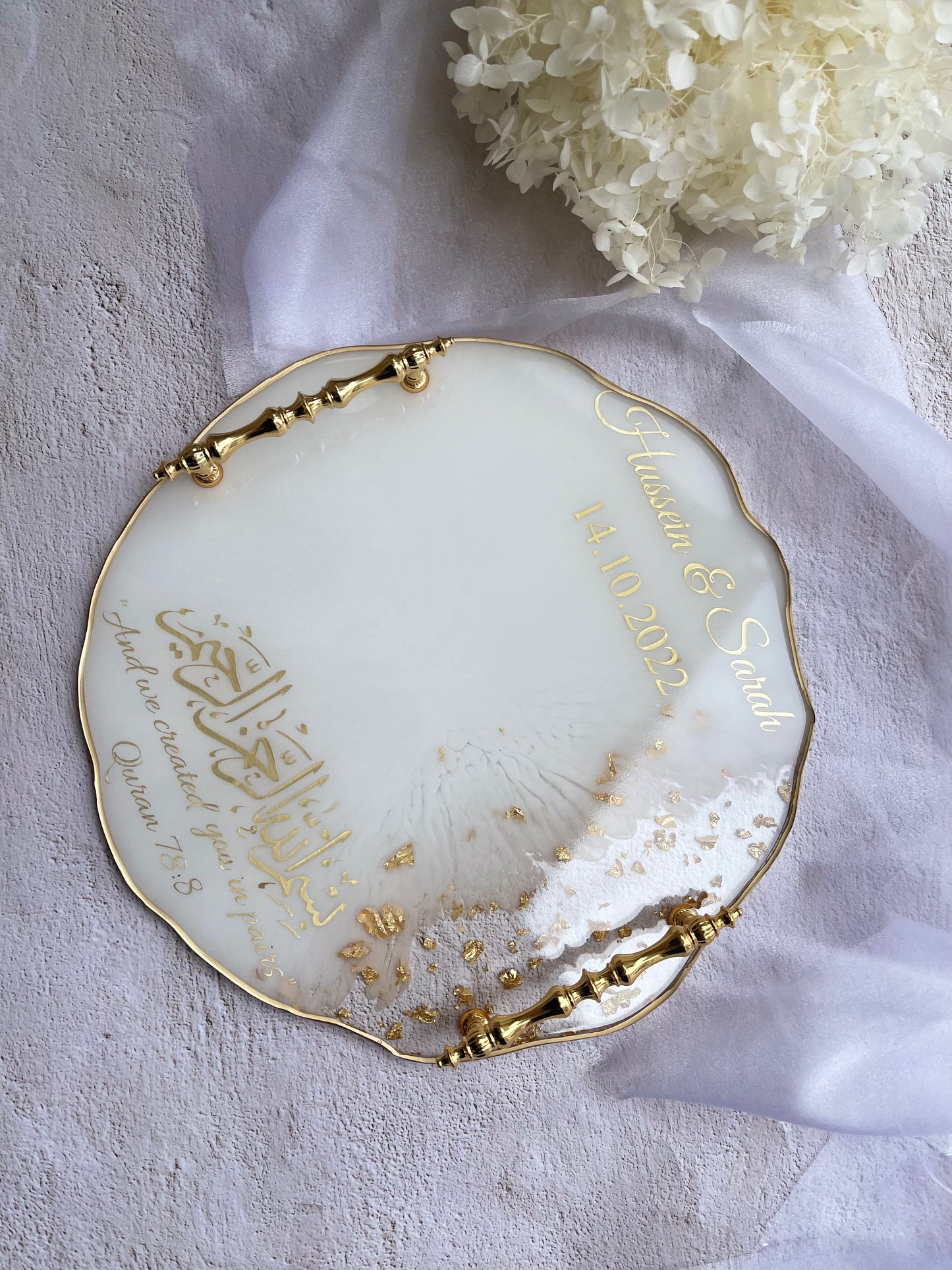 Engagement Personalised Tray - Gold & White