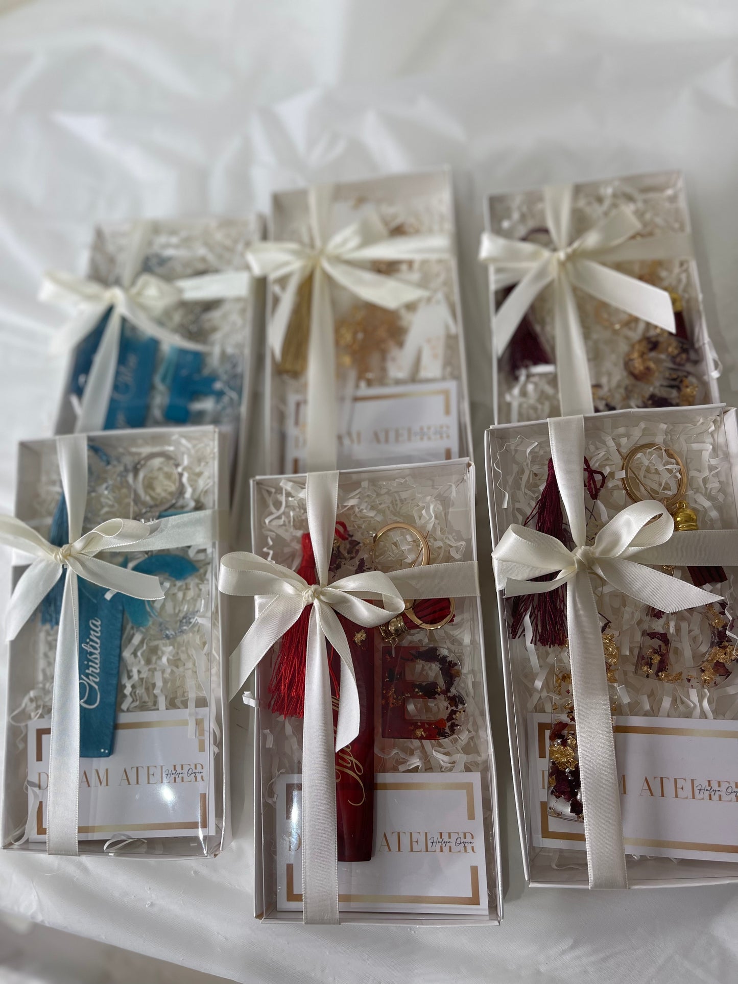 White & Gold set - Personalised Bookmark & Keyring
