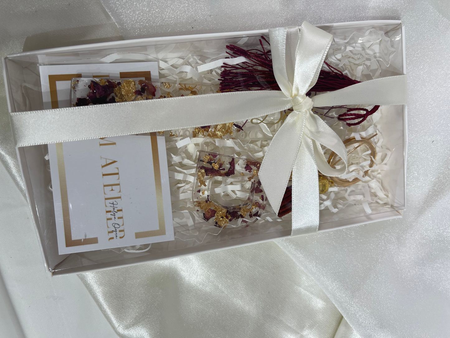 Personalised Bookmark & Keyring Set - Rose Petal