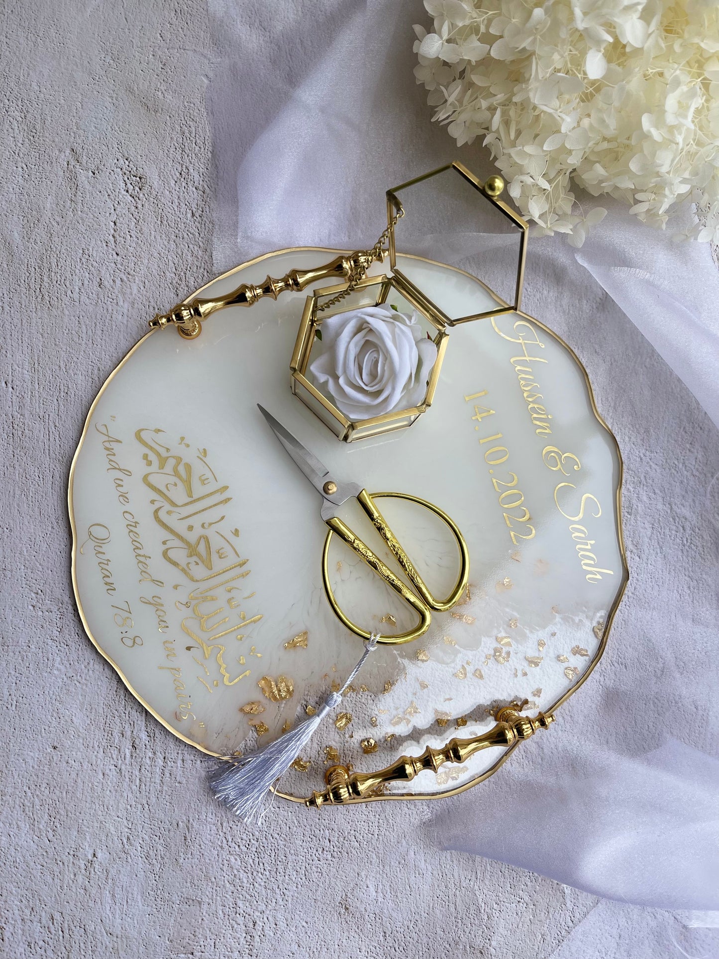 Engagement Personalised Tray - Gold & White