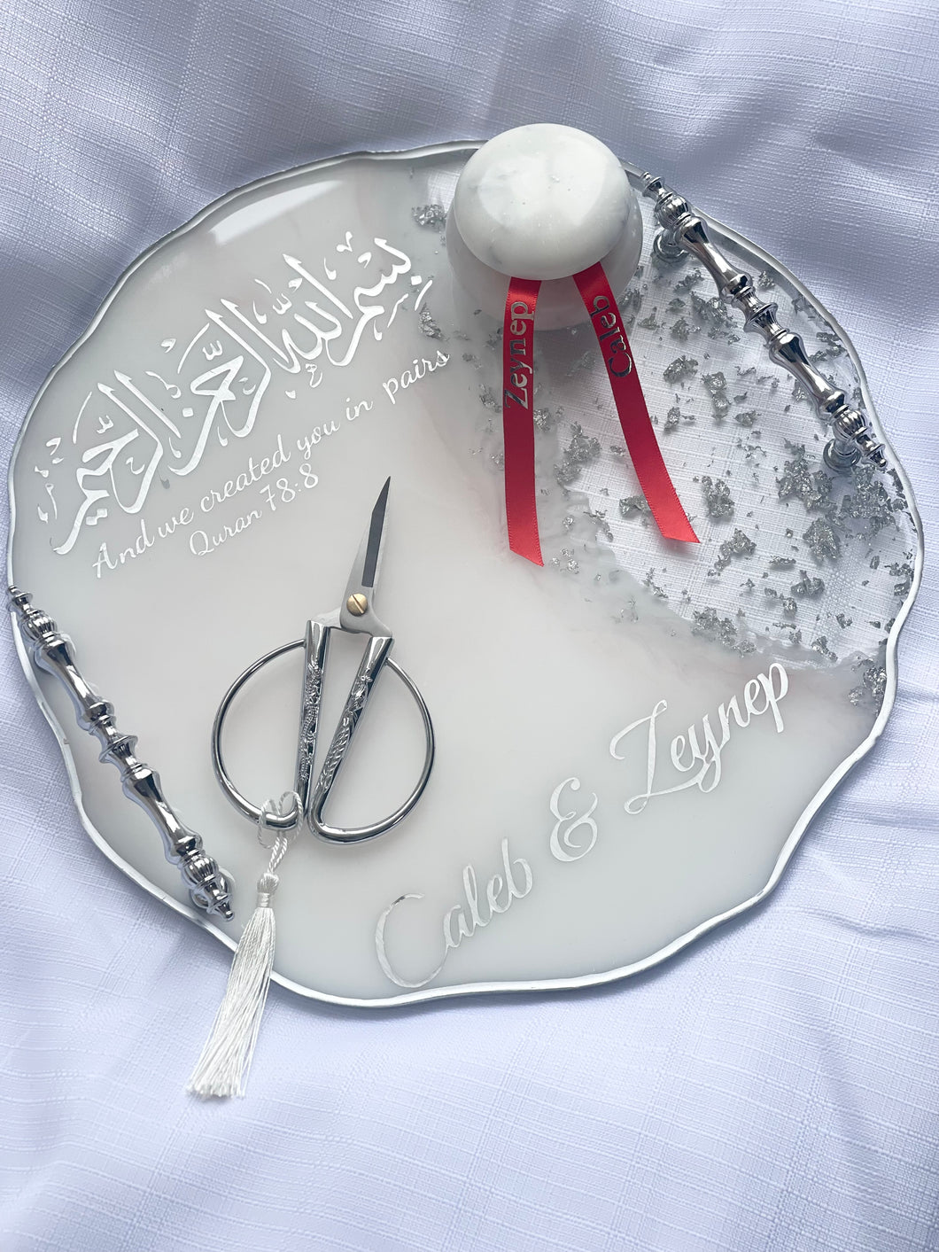 Engagement Circle Tray - Silver  (personalised)