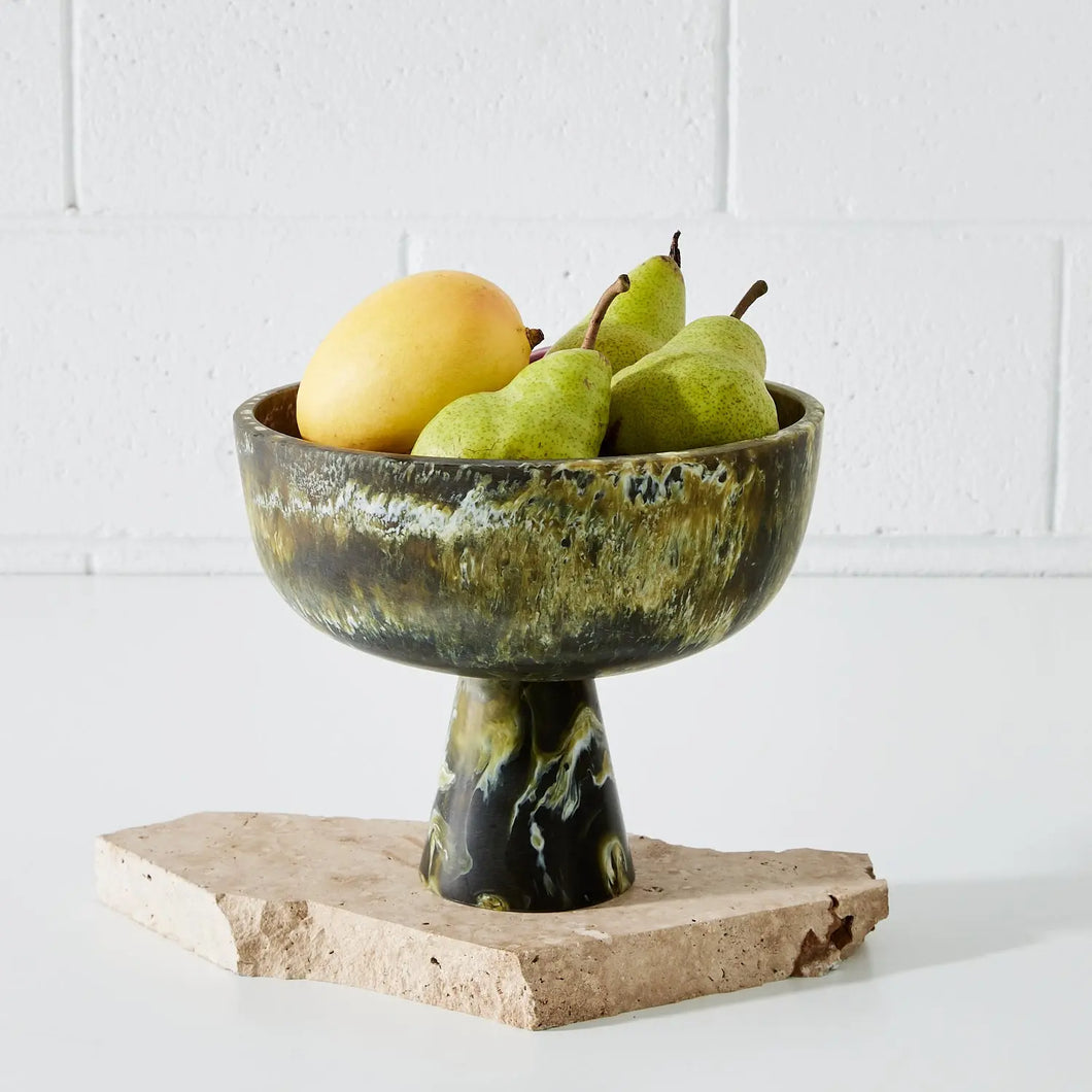 Resin Pedestal Bowl Green