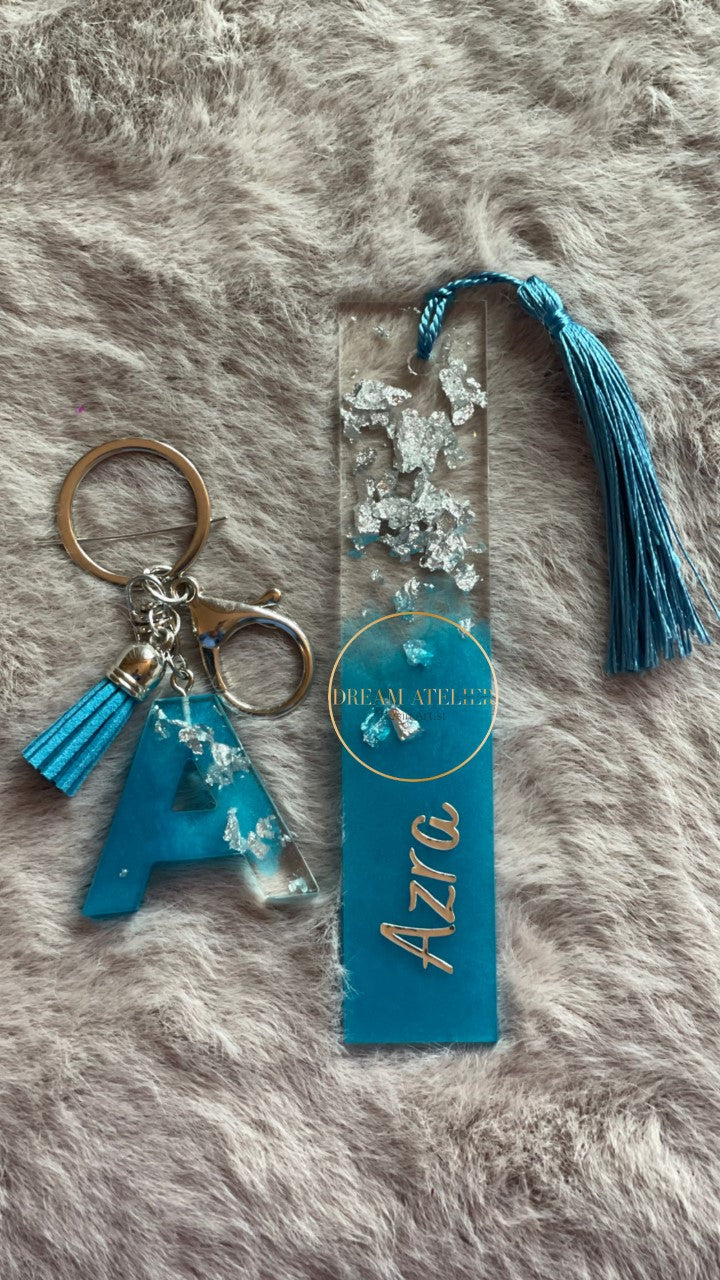 Personalised Bookmark & Keyring Set-Turquoise